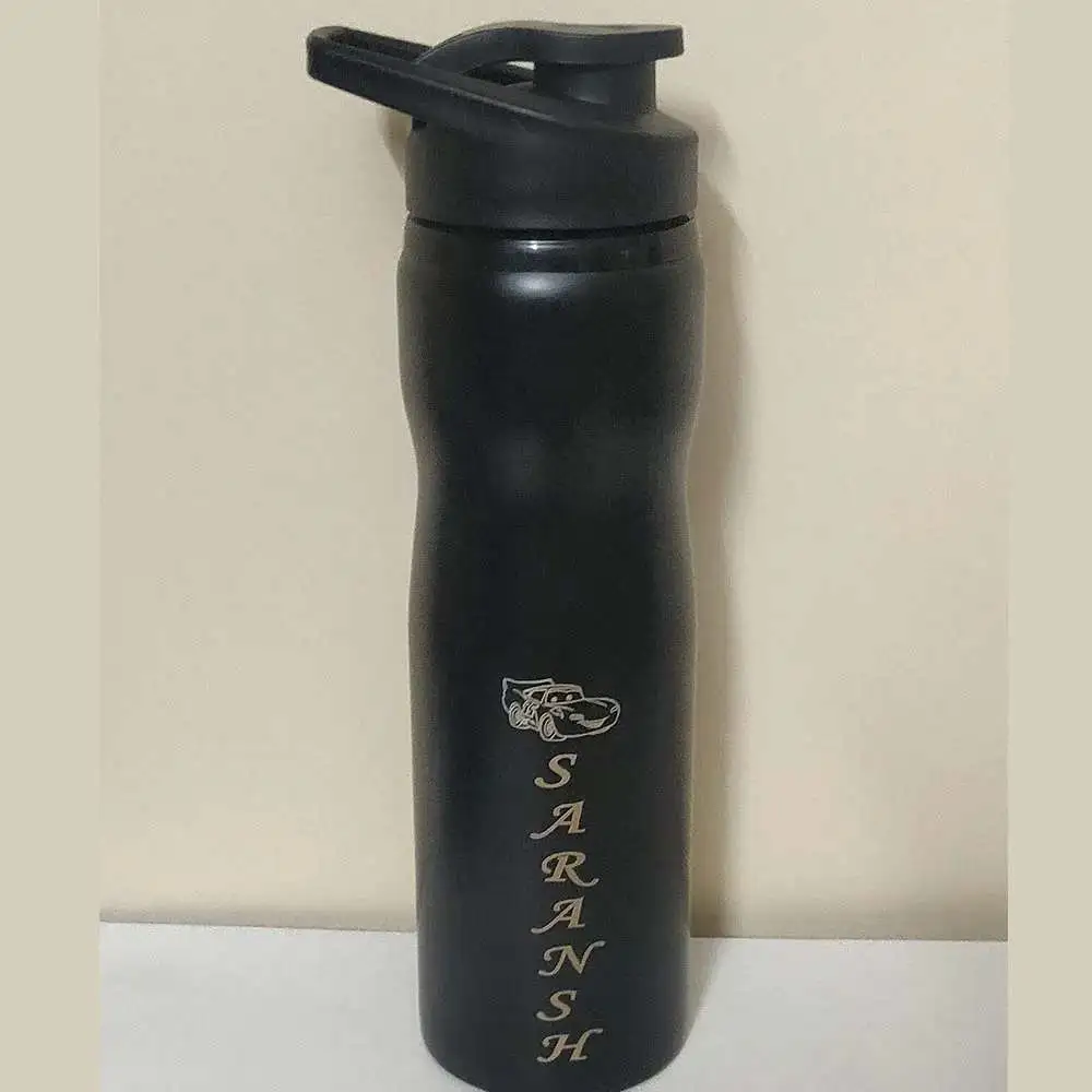 Stainless Steel Black Mc Queen With Name Water Bottle-750 ML